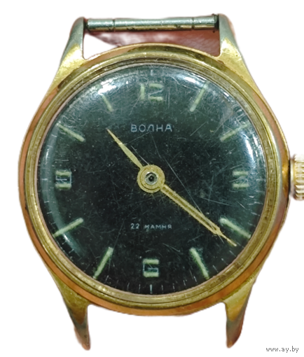 Часы Волна, позолота AU 20. Редчайший экземпляр с черным цифером. Из личной коллекции