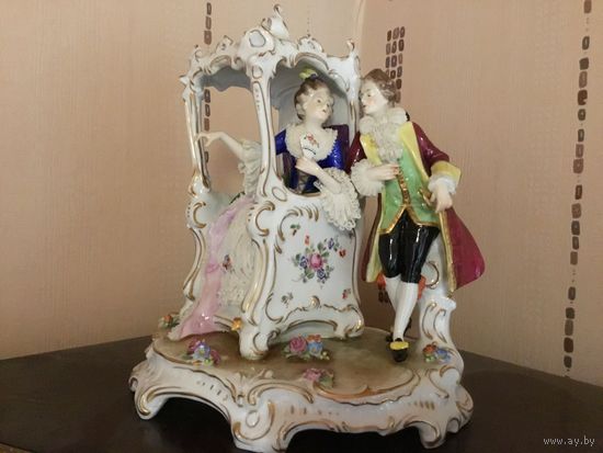 Антикварная Статуэтка Свидание у Кареты Германия Muller 1890-1930 гг