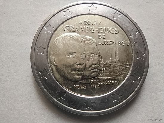 2 ЕВРО, ЛЮКСЕМБУРГ (100 лет со смерти Великого герцога Люксембургского Вильгельма IV) UNC тираж 700 000
