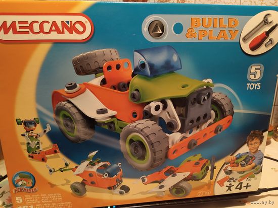 Конструктор Meccano(Франция),+4, можно собрать 5 моделей поочередно
