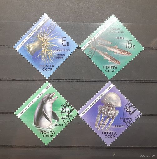 СССР. 1991 год. Фауна Чёрного моря. 4 марки