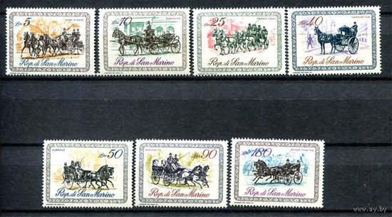 Сан Марино - 1969г. - Кареты - полная серия, MNH, незначительный дефект клея [Mi 929-935] - 7 марок