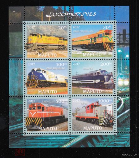 Серия блоков поезда ЖД ЛОКОМОТИВЫ ТРАНСПОРТ MNH