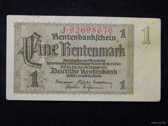 Германия 1 рентенмарка 1937г