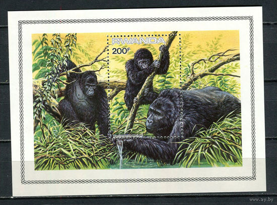 Руанда - 1985 - Гориллы - [Mi. bl. 103] - 1 блок. MNH.  (Лот 48JR)-T3P46