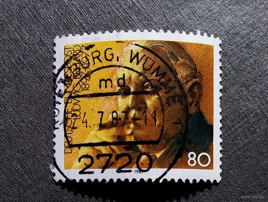 Марка Германия 1987 год Людвиг Эрхард