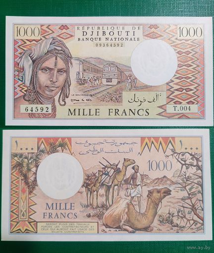 Джибути 1000 франков 1988 г UNC