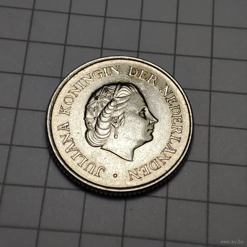 1/4 гульдена Нидерландских Антильских островов 1967 года. Серебро.Юлиана.