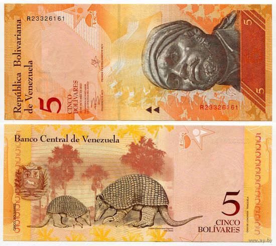 Венесуэла. 5 боливаров (образца 2013 года, P89e, UNC)