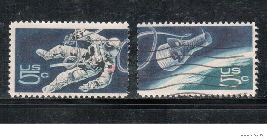 США-1967, (Мих. 930-931) , гаш. , Космос (полная серия), (2)
