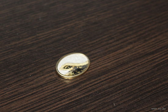 Декоративная брошь с изображением абстрактного пейзажа.