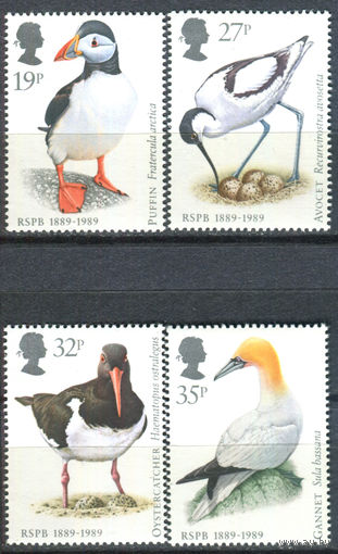Великобритания - 1989г. - птицы, королевское общество охраны птиц - 4 марки - полная серия, MNH [Mi 1185-1188]. #3-GB-Z-1-19