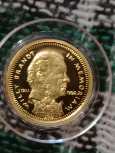 Либерия 20 долларов 1992 Вилли Бранд золото