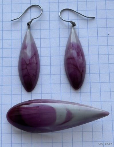 ВИНТАЖНЫЙ НАБОР (КОМПЛЕКТ) БИЖУТЕРИИ СССР (СЕРЬГИ +БРОШЬ).