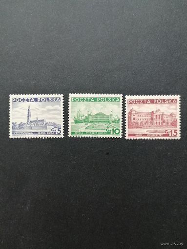 Польша 1937 Неполная серия марок "Различные достопримечательности" (чистая* две марки с наклейками) Mi.315-317 каталог 1.60 евро