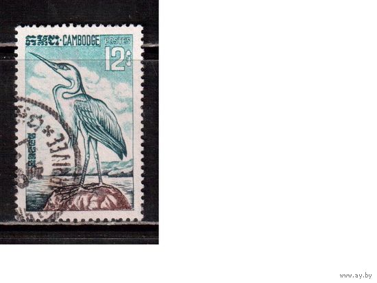Камбоджа-1964,(Мих.168 )  гаш. , Фауна, Птицы