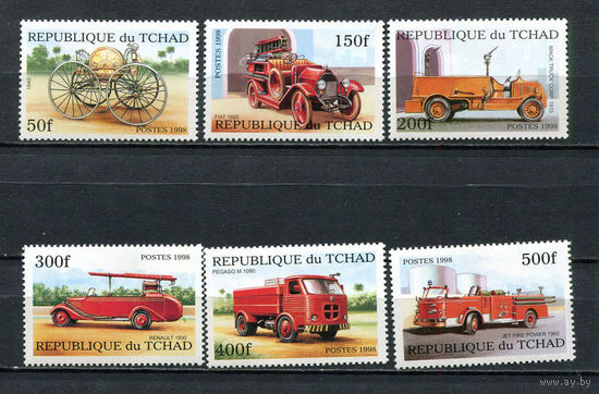 Чад - 1998 - Пожарные машины - (незнач. пятно на клее у ном. 150 и 400) - [Mi. 1863-1868] - полная серия - 6 марок. MNH.  (Лот 55JR)-T3P50
