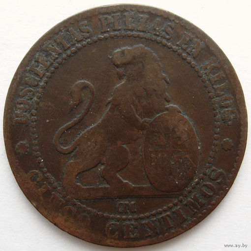 Испания 5 сентимо 1870 года год-тип (2)