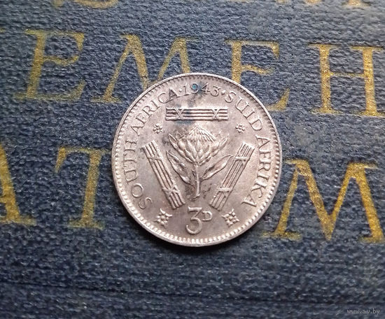 3 пенса 1943 ЮАР Британская колония #01 XF