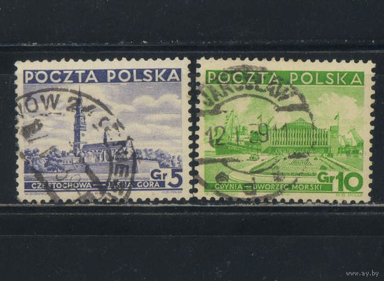 Польша Респ 1937 Вып  Виды IV Костел и монастырь в Ясней Гуре Ченстохов Морской вокзал Гдыня Стандарт гаш Львов Ярослав #294-5