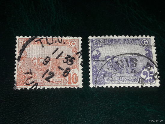 Тунис 1906 Стандарт. Крестьяне на пашне. 2 марки одним лотом