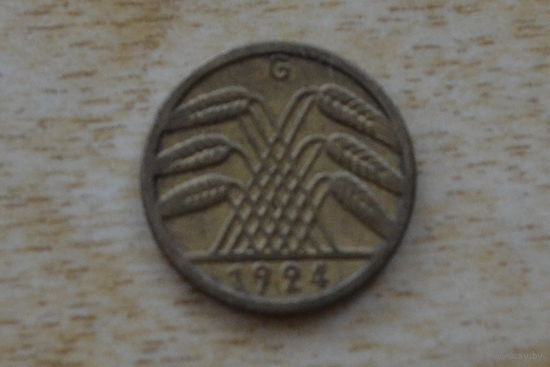 Германия 5 пфеннигов 1924 G - Карлсруэ