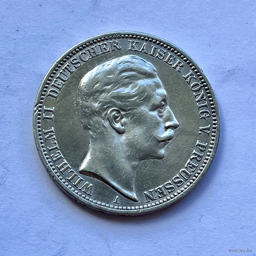 Монета СЕРЕБРО ПРУССИЯ 3 марки 1912 год ОТЛИЧНЫЕ