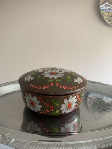Винтажная деревянная шкатулка, ручная роспись (70-80 гг.)