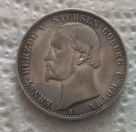 Саксония 1 союзный талер 1869 25 лет правления Герцога Эрнста II Тираж 6.000 РЕДКИЙ!