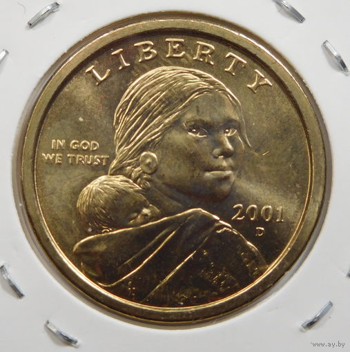 США 1 доллар 2001 Парящий орёл Сакагавея Индианка двор D