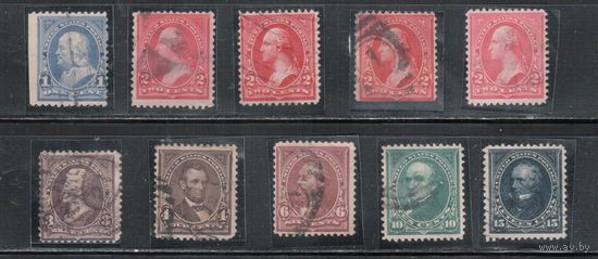 США-1894, (Скотт.246-259), гаш. , Стандарт, Президенты , 10 марок(2 с-разные типы)