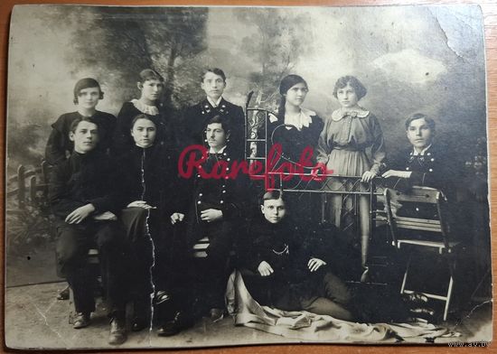 1912 Студийное фото на картоне Архив Калашникова студенты железнодорожники