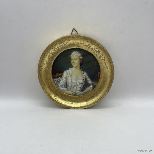 Антикварная репродукция в деревянной раме ручной работы. Италия. 3668