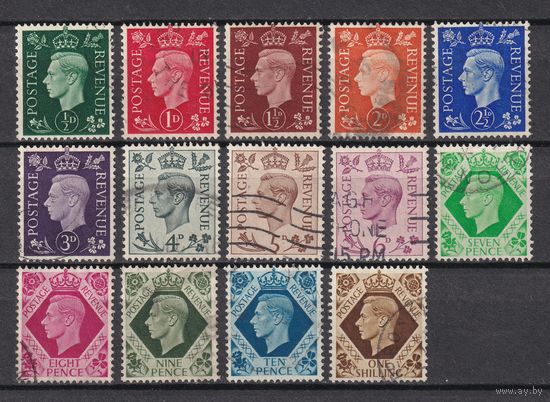 14.Br. Великобритания. Георг VI. 1937/39 гг. Стандарт. Серия. Mi.##198x-211x.