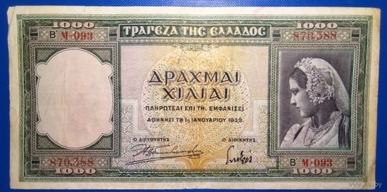 Греция 1000 драхм 1939 г.