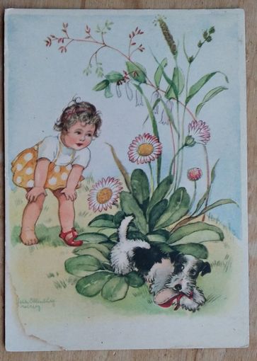 Девочка и собачка, укравшая туфельку. Германия. 1950-е. Чистая