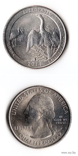 25 центов США 2014 Национальный парк Эверглейдс (Флорида)  P