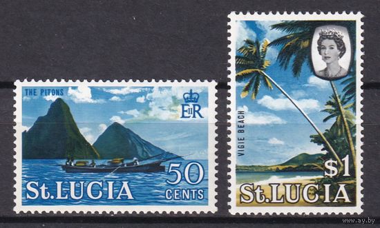 138.BrK. Великобритания. Колонии. Санта Люсия. Елизавета II. 50с., 1$. 1964 - 68 гг. Mi.##182/183.