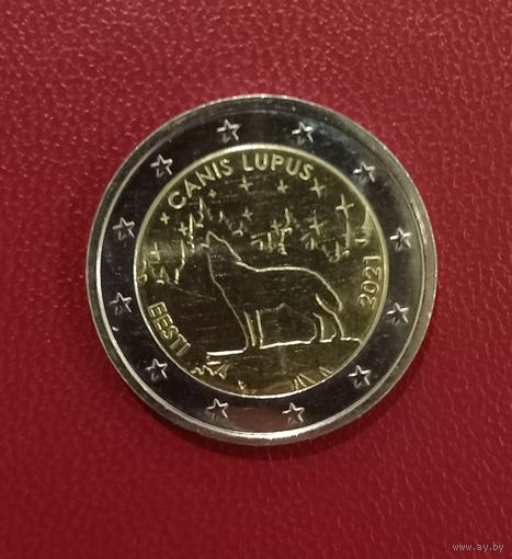 Эстония. 2 евро 2021 года. Волк. Торг!