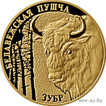 Золото. 50 рублей. 2006 год. Вison . Белавежская пушча. Зубр (" Беловежская пуща. Зубр ") . 900 проба . 8 грамм . Животный Мир . Заповедники . Заказники .  Символ РБ ЗУБР !