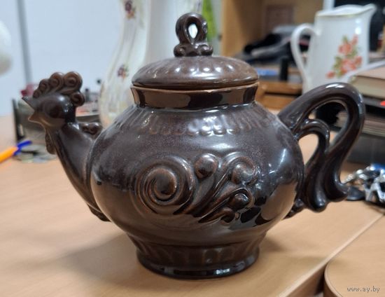 Чайник заварник СССР глиняный. Петушок