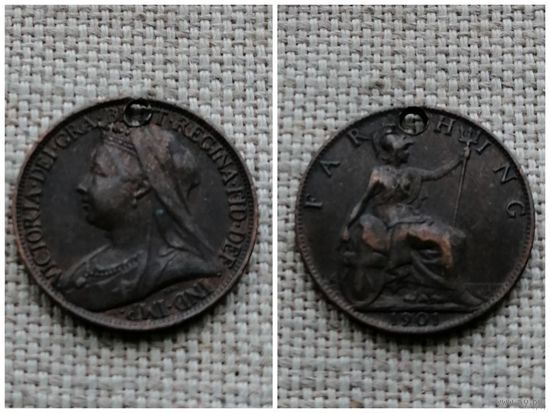 Великобритания 1 фартинг 1901 Королева Виктория