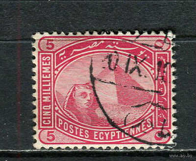 Египет - 1888 - Сфинкс и пирамиды Хеопса 5M - [Mi.38] - 1 марка. Гашеная.  (Лот 2JT)-T25P3