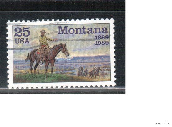 США-1989, (Мих.2027),  гаш., Штат Монтана, Ковбой, Живопись (одиночка)