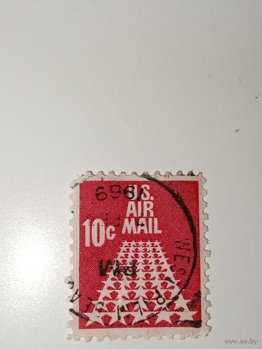 США 1968  Марка авиапочты "50-звездная взлетно-посадочная полоса" (50-Star Runway Airmail).