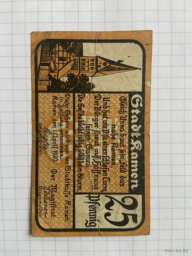 25 пфеннингов (нотгельды) 1921 г. Германия.