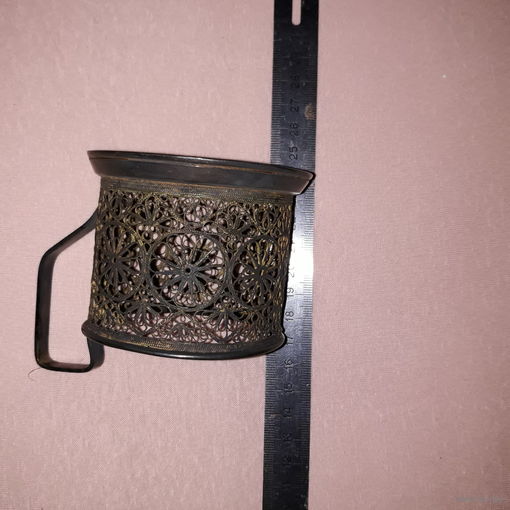 Подстаканник СССР мельхиор, серебрение, Скань!