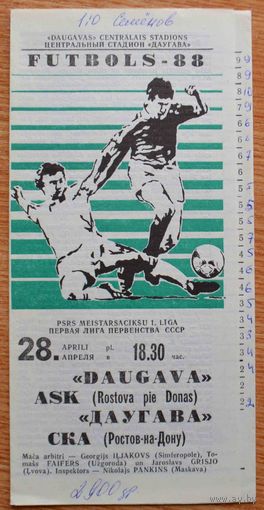 Даугава Рига - СКА Ростов-на-Дону      1988 год