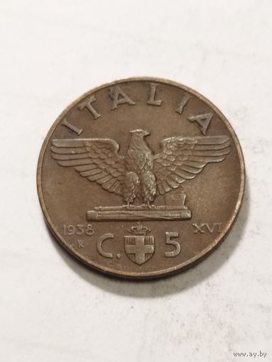 Италия 5 сентизим 1938