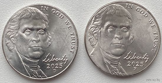 США 5 центов 2025 г. D + P. Цена за 1 шт.